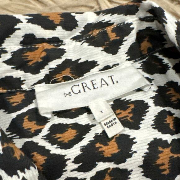 The Great. Collared button down cheetah print top size 1 (small) - Picture 3 of 6